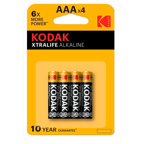 Батарейка Kodak XTRALIFE LR03 AAA BL4 Alkaline 1.5V батарейка kodak xtralife alkaline aaa lr03 блистер 12шт отрывной цена за 1шт 30418479