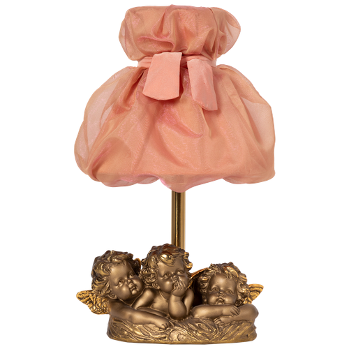 Светильник настольный BOGACHO Весёлые Купидоны бронзовый с розовым абажуром Мадлен