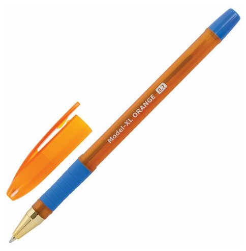 Ручка шариковая масляная с грипом BRAUBERG Model-XL ORANGE, синяя, узел 0,7 мм, линия 0,35 мм, 143246, 6 штук