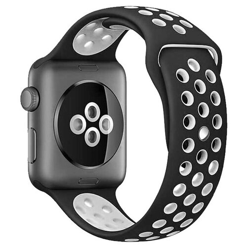 DF Сменный ремешок Sport для Apple Watch (38-40мм) (черный/белый) ремешок силиконовый для apple watch 38 40мм df iclassicband 01 black