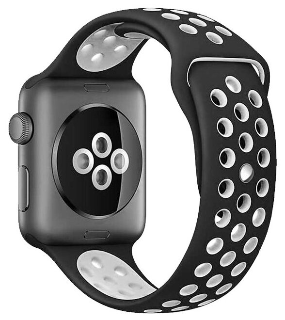 DF Сменный ремешок Sport для Apple Watch (38-40мм) (черный/белый)