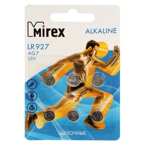 Батарейка алкалиновая Mirex, LR927, AG7, 1.5В, блистер, 6 шт часовая батарейка kodak ag7 399 lr926 lr57 kag710 б0044712 16088877