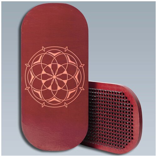 фото Доска с гвоздями садху для йоги / овал / геометрия мандала - 1773 / красная чакра