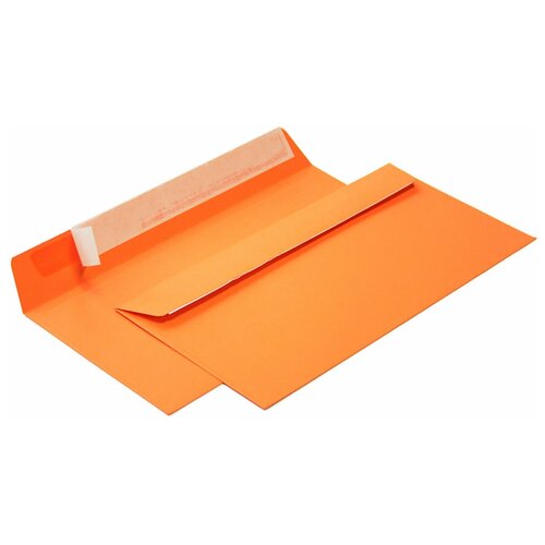 Конверты оранжевые C65 114x229, 120г/м2, лента, 100 штук конверты черные c65 114x229 120г м2 лента 100 штук