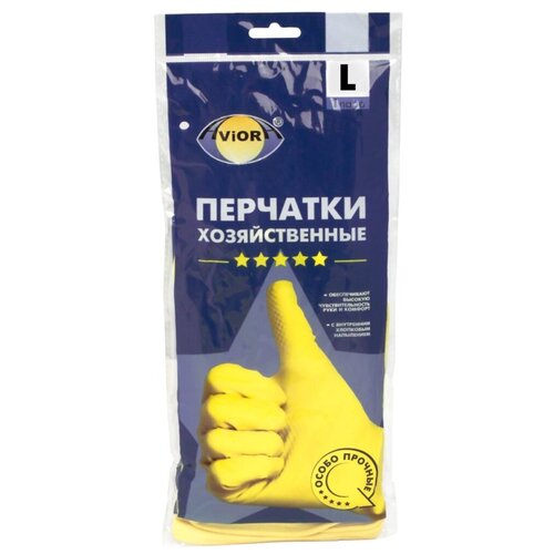 фото Перчатки латекс хозяйственные особо прочные р- р l 5 звезд /120 12 шт koiko