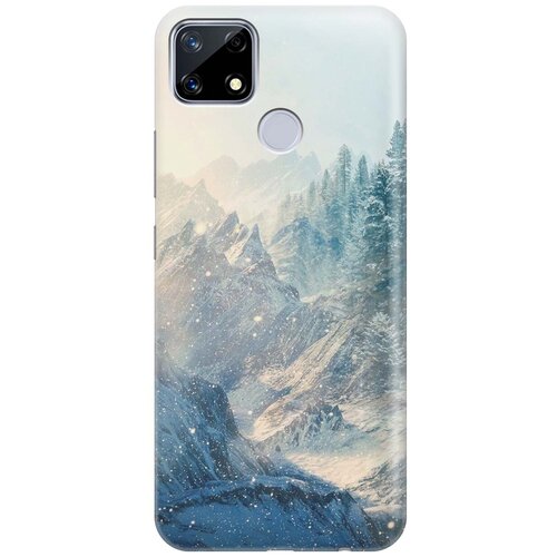 фото Ультратонкий силиконовый чехол-накладка для realme 7i с принтом "снежные горы и лес" gosso