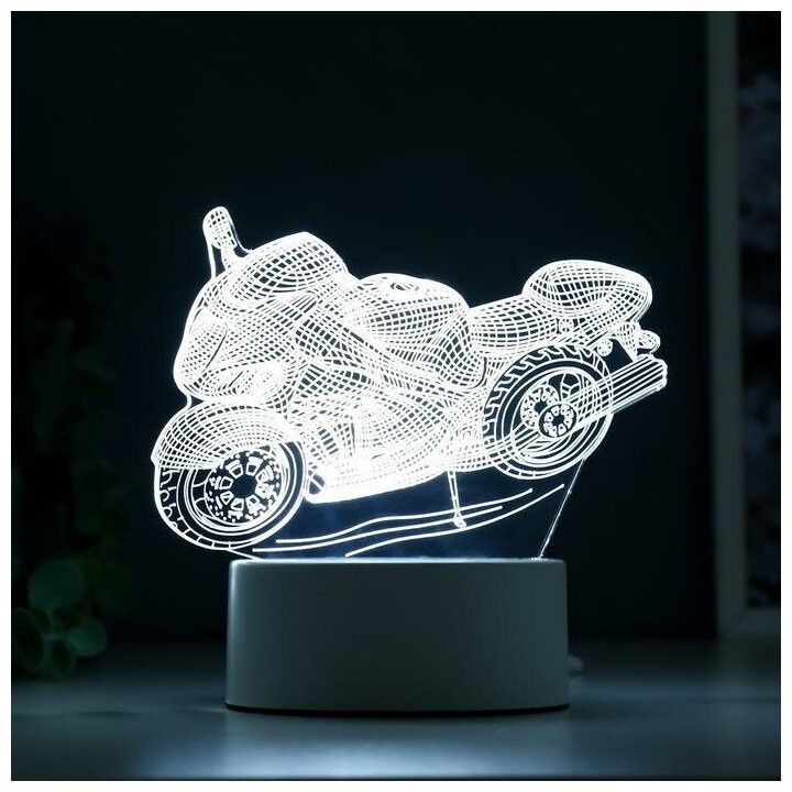 Светильник "Гоночный мотоцикл" LED белый от сети 9,5х16х14 см - фотография № 5