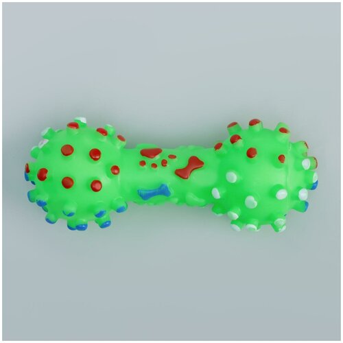 Игрушка пищащая Гантель малая для собак, 12,5 см, зелёная