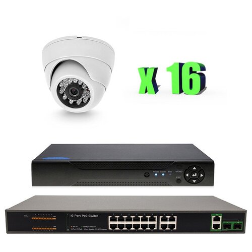 Комплект видеонаблюдения IP Ps-Link KIT-A216IP-POE 16 камер для помещения 2Мп комплект видеонаблюдения ip 2мп ps link kit a202ip poe 2 камеры для помещения