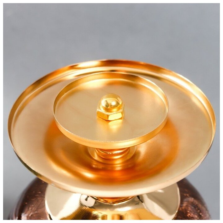 Подсвечник металл, стекло на 1 свечу "Мозаика" золото 52х15х15 см