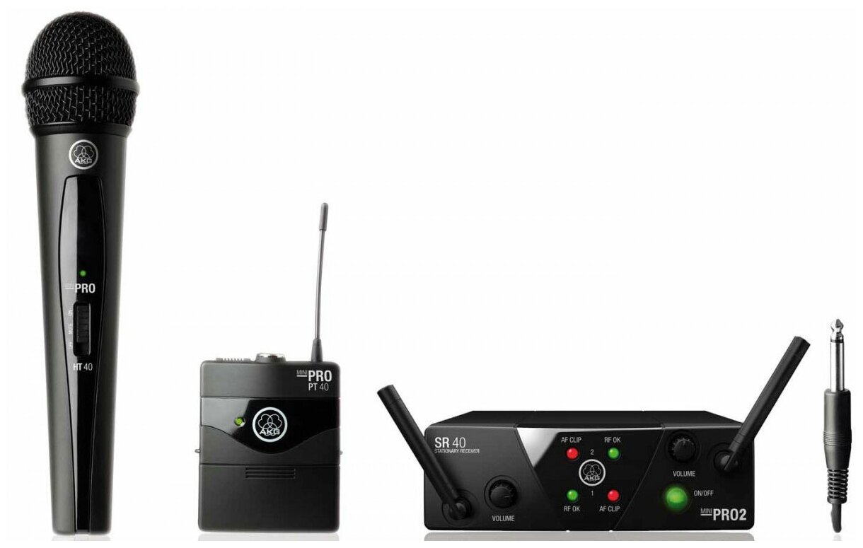 AKG WMS40 Mini2 Mix Set US25BD радиосистема с приёмником SR40 Mini Dual, 1 портативным и 1 ручным передатчиками