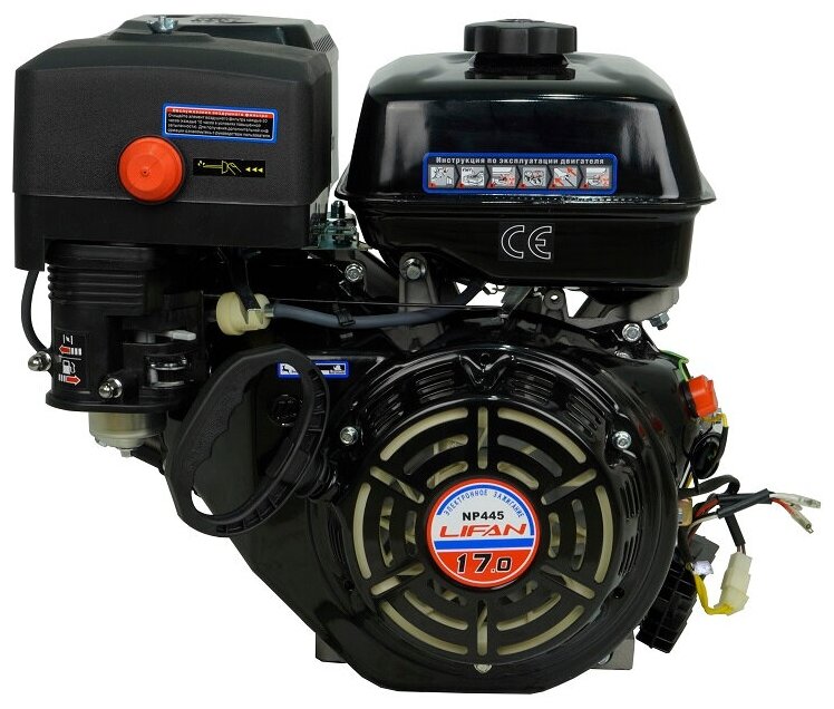 Двигатель бензиновый Lifan NP445 D25 3A (17л. с, 445куб. см, вал 25мм, ручной старт, катушка 3А)