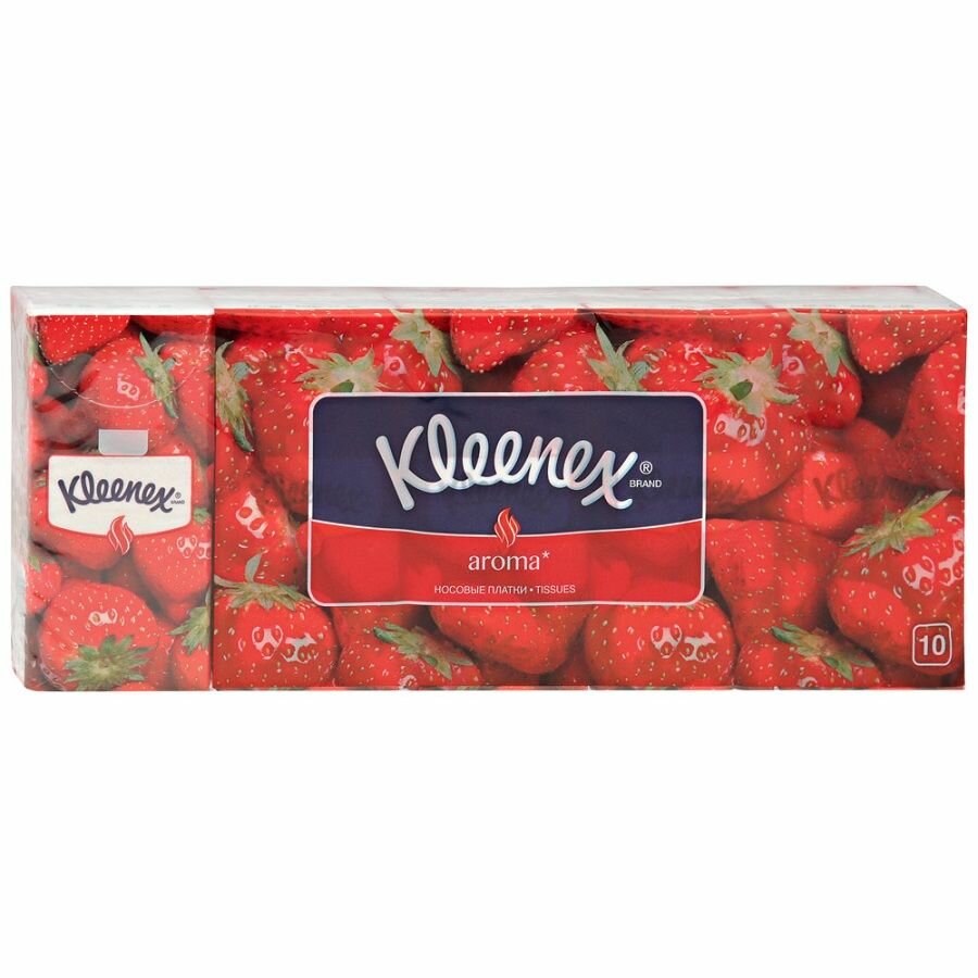 Носовые платочки Kleenex Клубника, 10 уп х 10 шт. - фото №8