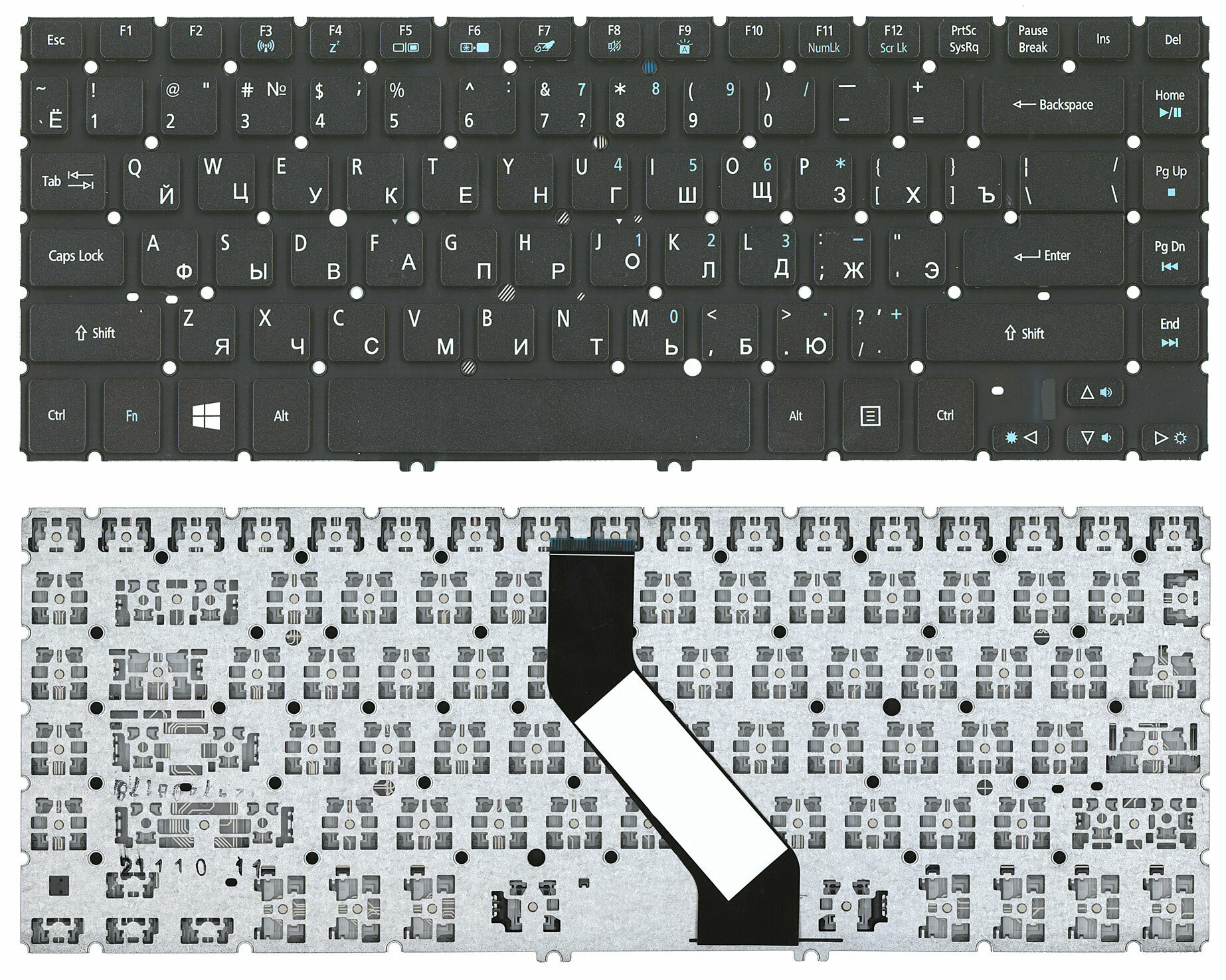 Клавиатура для ноутбука Acer Aspire V5-471 V5-431 черная с подсветкой без рамки