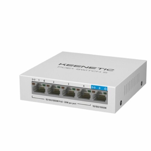 Keenetic POE+ SWITCH 5 (KN-4610) kuwfi 48v network poe switch gigabit 1000mbps 6ports ethernet ieee 802 3af at switch suitable for ip camera wireless ap cctv