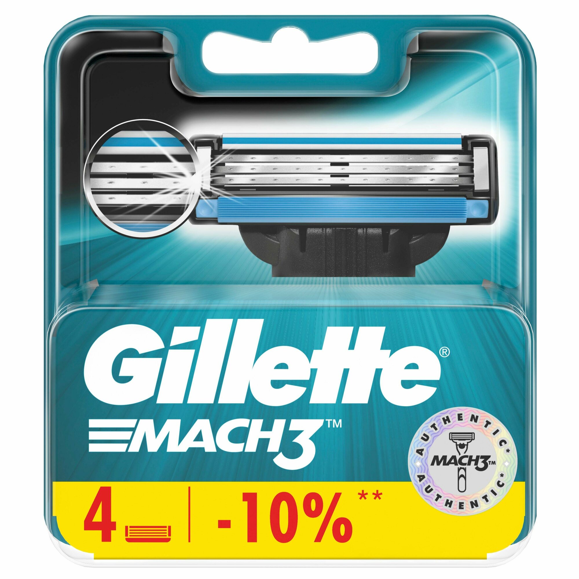 Сменные Кассеты Для Мужской Бритвы Gillette Mach3, с 3 лезвиями, прочнее, чем сталь, для точного бритья, 4 шт — фото 1
