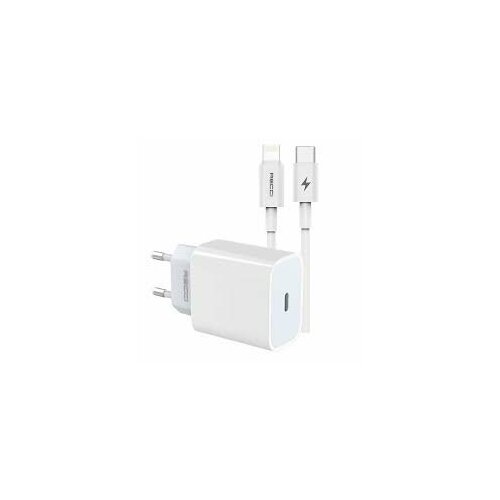 Сетевое зарядное устройство Recci Travel Charger USB-C (PD20W) + Кабель Type-C to Lightning 1 метр, Белый, RCK-16ECL