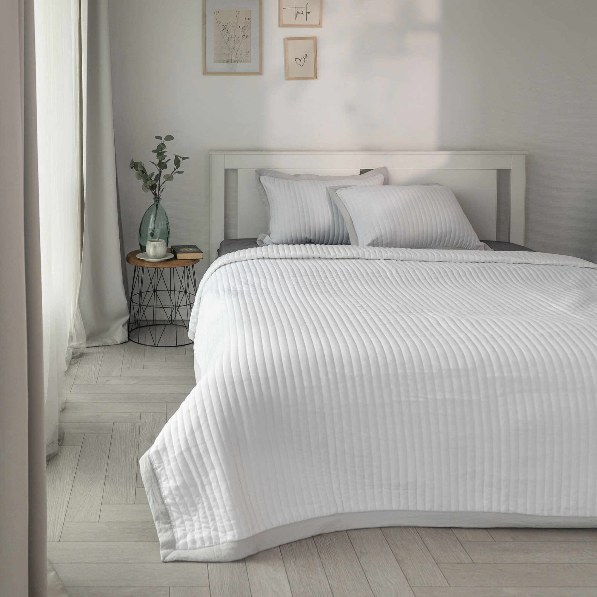 Покрывало DeNASTIA Structure 200x240см, полиэстер, цвет белый — фото 1