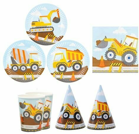 Набор бумажной посуды "Строительная техника" на 6 персон (24 предмета)