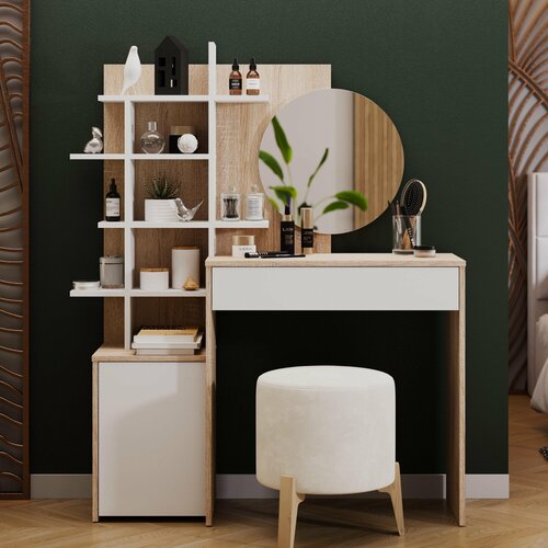 Туалетный столик, трюмо, FRENT, дуб сонома/белый, Голден Тип 1