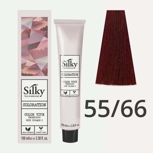 Изображение товара Краска для волос профессиональная Silky Color Vive/Ultralift 55/66 Cветлый каштановый Интенсивный красный, 100 мл