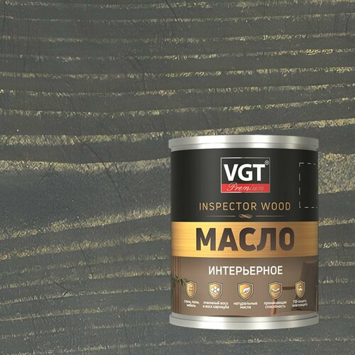 фото Масло интерьерное vgt premium inspector wood (0,75л) дуб темно-серый