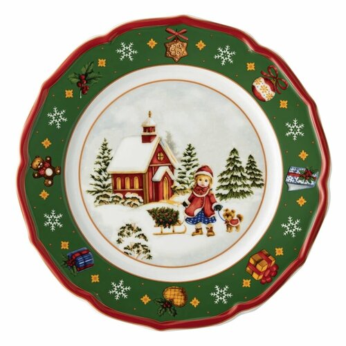 Тарелка закусочная Hutschenreuther Зимняя пора 22 см фарфор зеленая 2550₽