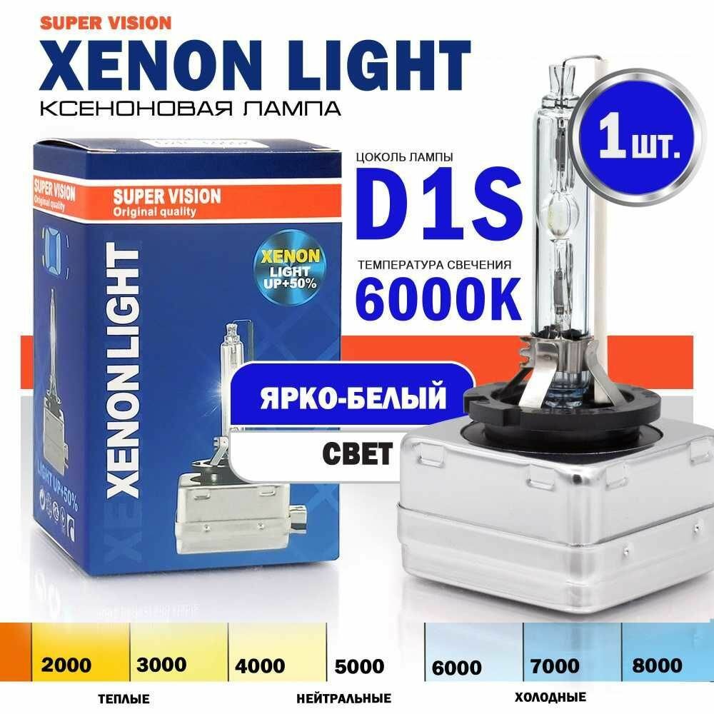 Лампа ксенона Xenon Light D1S 6000K Super Vision для автомобиля штатный ксенон, питание 12V, мощность 35W, 1 штука