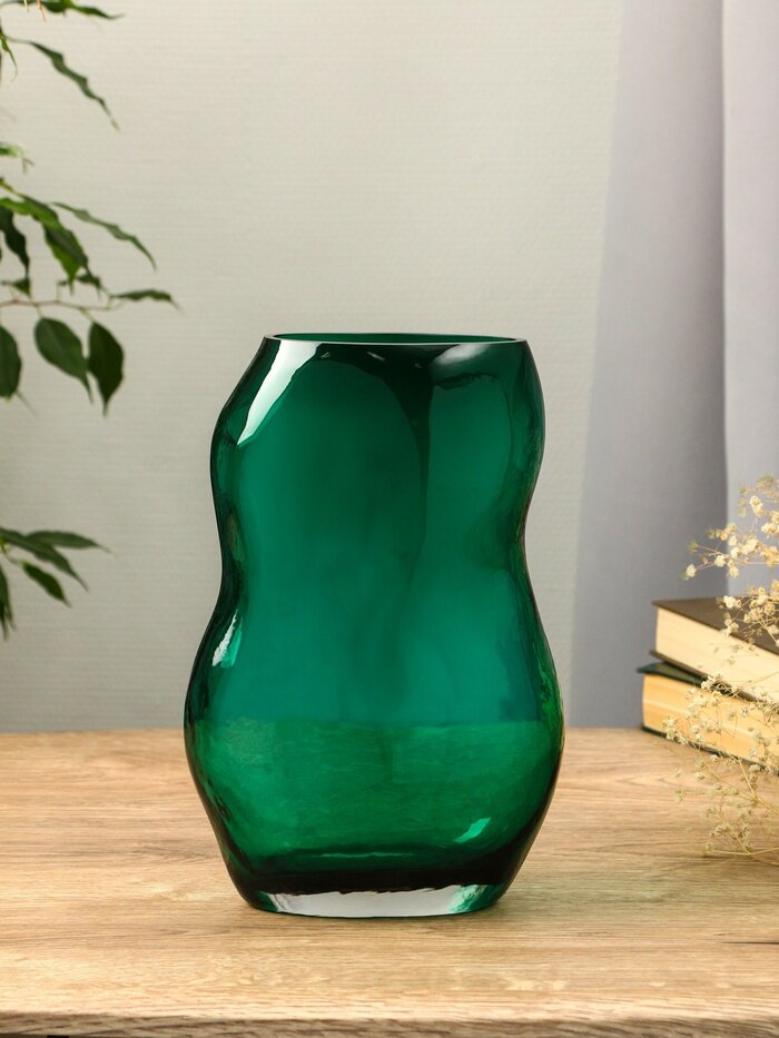 Ваза «Шерил» 27×16 см стекло зелёная