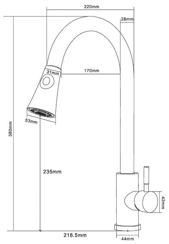 Смеситель для кухни с гибким изливом (с вытяжной лейкой) Orange Steel M99-120st, Латунь - фотография № 4