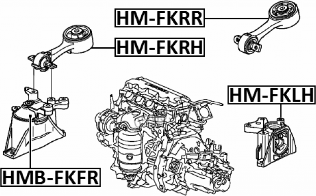 Сайлентблок передней подушки двигателя (гидравлический) Febest HMB-FKFR