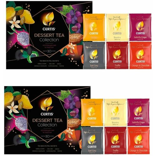 Чайное ассорти Curtis Dessert Tea Collection подарочный набор 30 пакетиков 6 вкусов (2 коробочки)