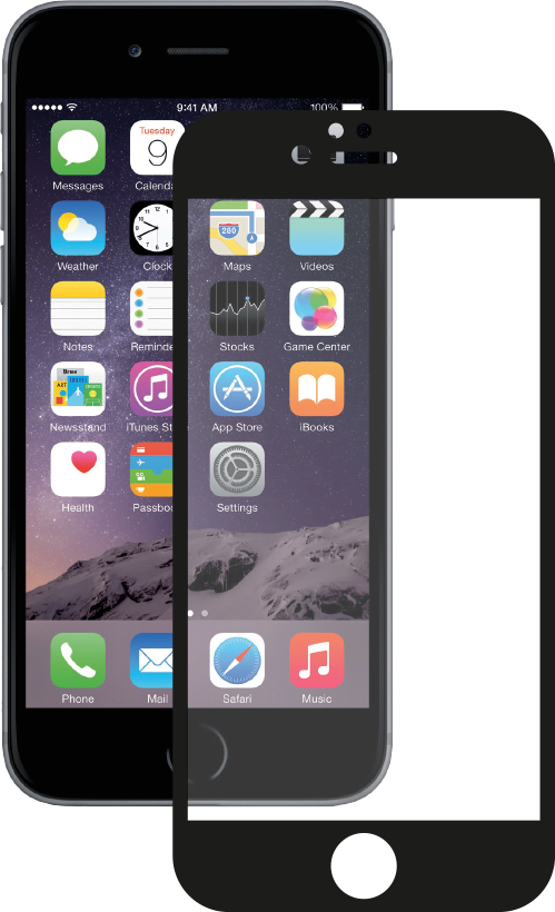 Защитное стекло 3D для Apple iPhone 6/6S, 0.3 мм, черное, Deppa 61997