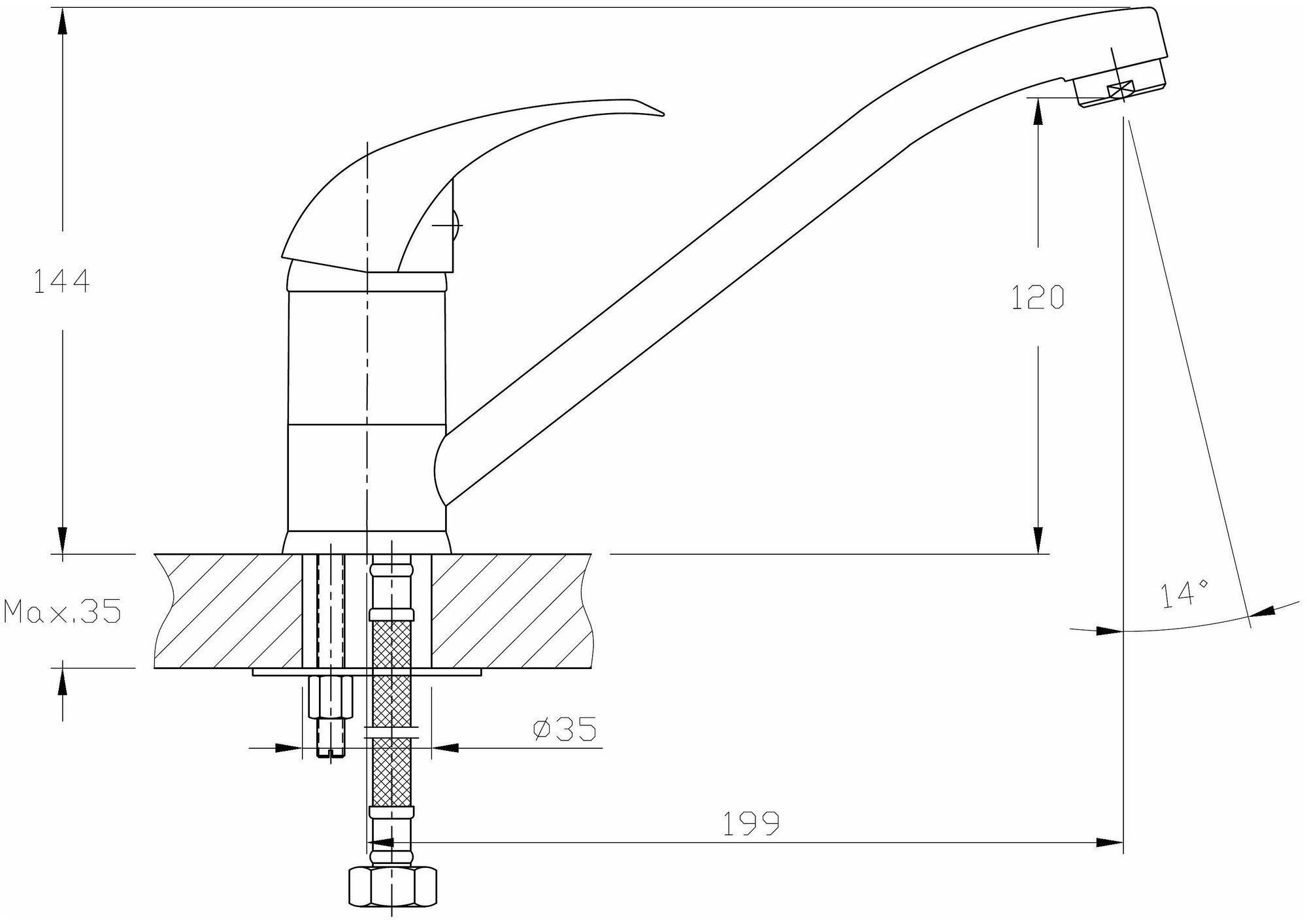 Смеситель для кухни Haiba HB4815, хром - фотография № 2