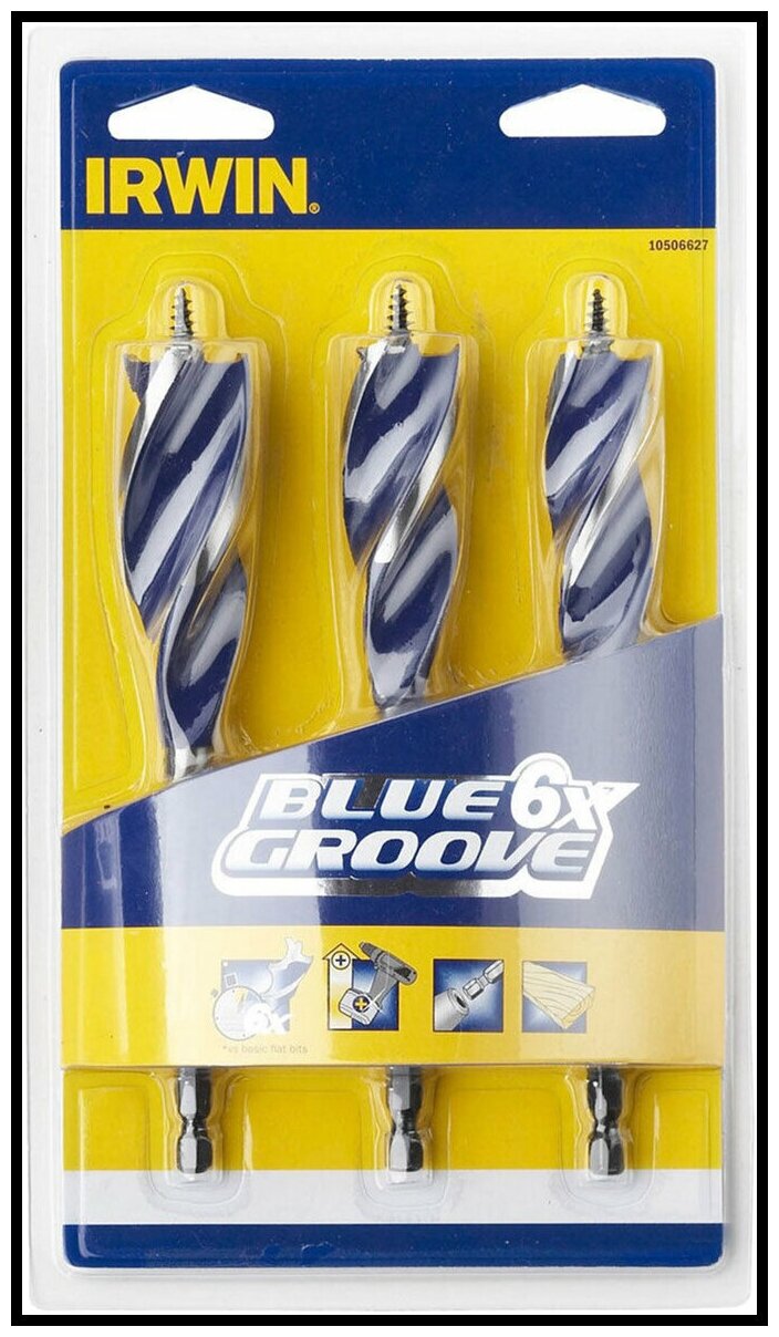 Сверло по дереву Irwin 6X Blue Groove 10506627