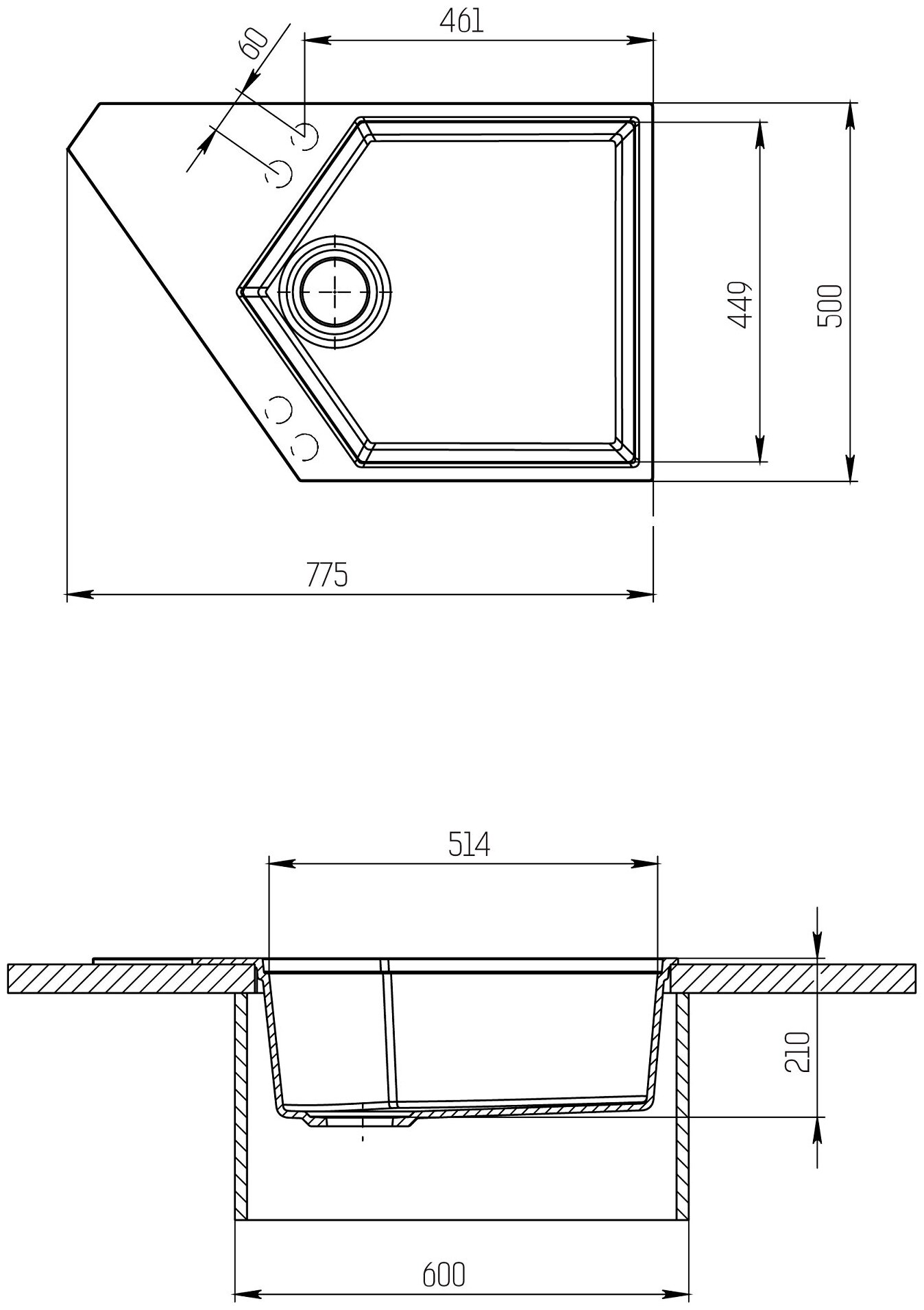 Мойка KitKraken River Graphite - фотография № 16