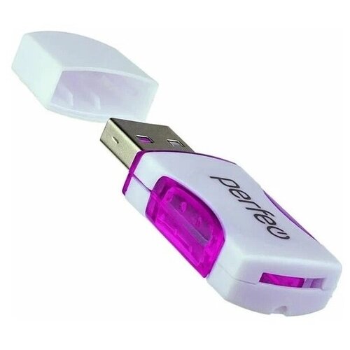 Картридер Perfeo Micro SD, (PF-VI-R024 Purple) белый/фиолетовый
