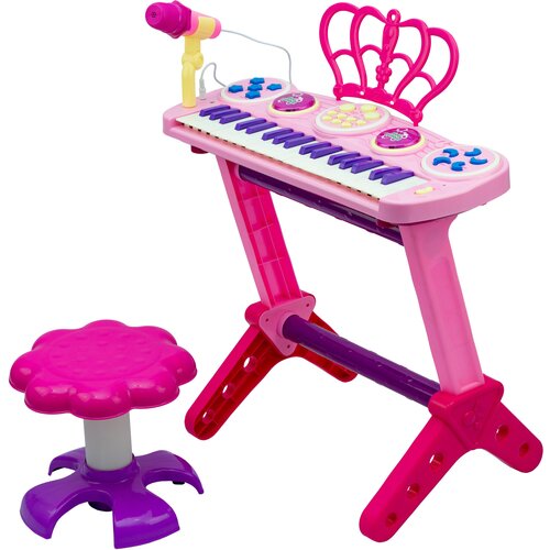 Детское пианино со стульчиком (2669-3708) розовое, 37 клавиш