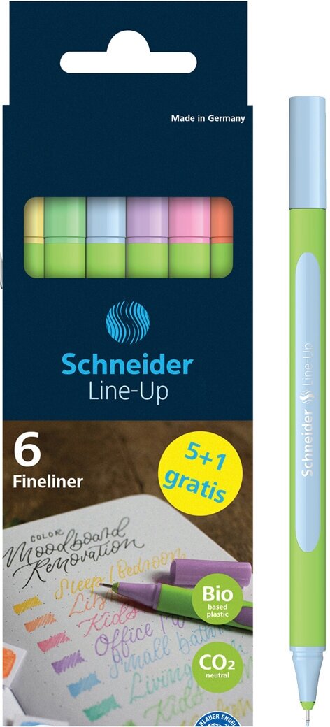 Набор капиллярных ручек 6 шт Schneider "Line-Up Pastel" 6 цветов, 0,4 мм, европодвес, 1 упаковка