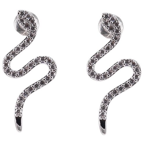 фото Серьги бижутерные змейки (замок-гвоздик, бижутерный сплав, серебристый) 1-56476 otokodesign