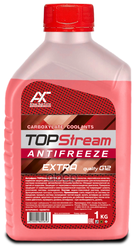 Topstream Extra G12 -30 Красный Антифриз 1L TOPStream арт. ATSER00001