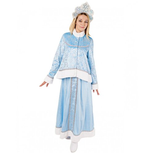 карнавальный костюм батик снегурочка амалия голубая взрослая Карнавальный костюм Снегурочка Настенька (8523) 44