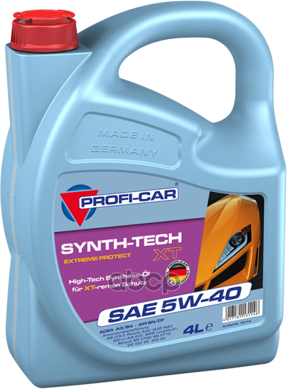 Prof 5W40 (4L) Synth-Tech Xt_масло Мотор! Синт Api Sn/Cf, Acea A3/B4, Vw 505 00, Mb 229.3, Bmw Ll01 PROFI-CAR арт. 13114