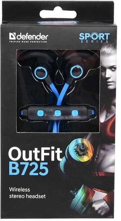 Беспроводные наушники Defender OutFit B725, черный/синий - фото №4