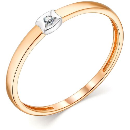 фото Алькор кольцо с 1 бриллиантом из красного золота 13800-100, размер 15.5
