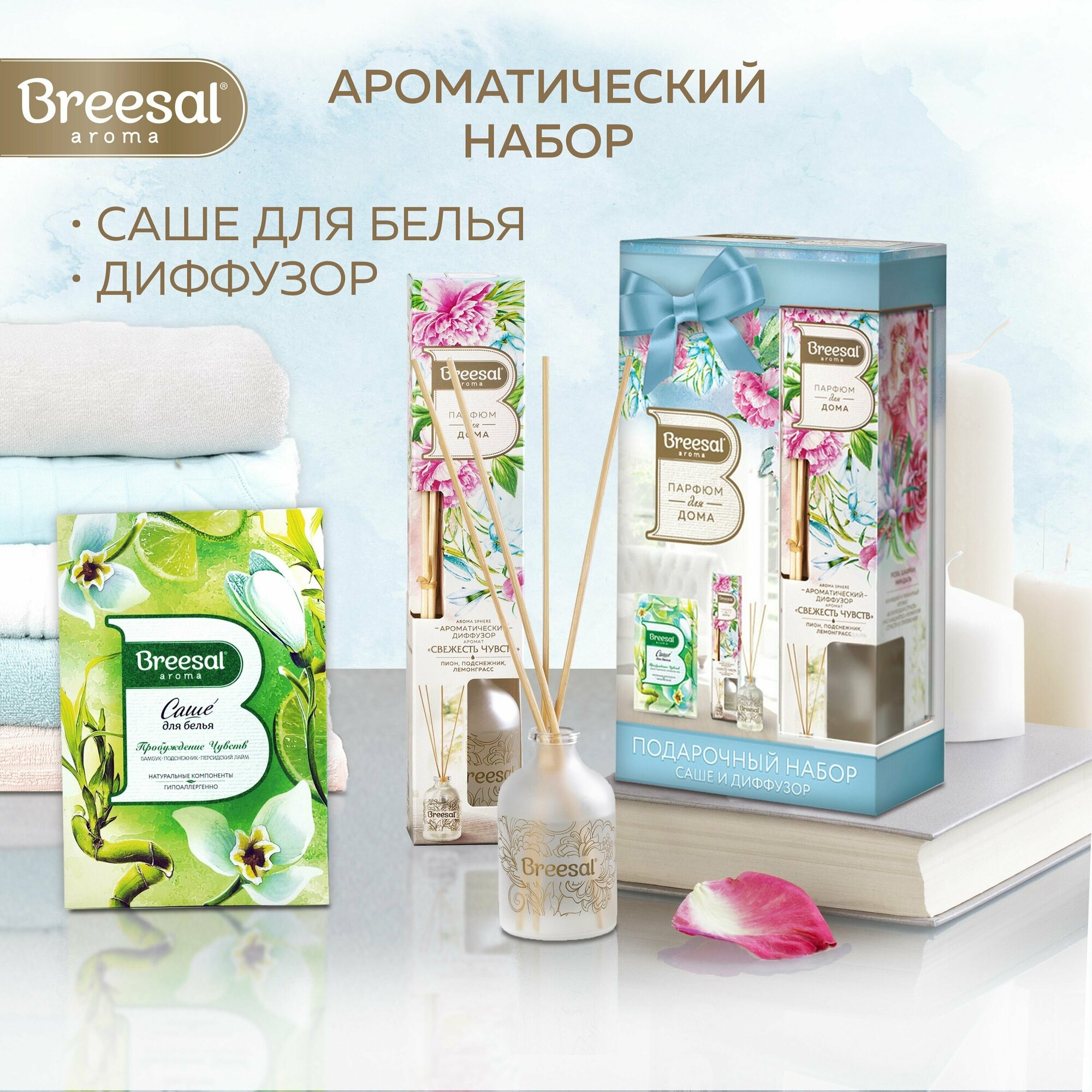 Подарочный набор Breesal Диффузор сфера Aroma Sphere Свежесть чувств + Саше для белья Пробуждение чувств 20г Aroma & Cleaning Products - фото №11