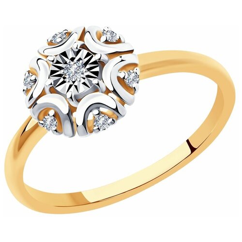 фото Sokolov кольцо из комбинированного золота с бриллиантами 1011950, размер 16.5