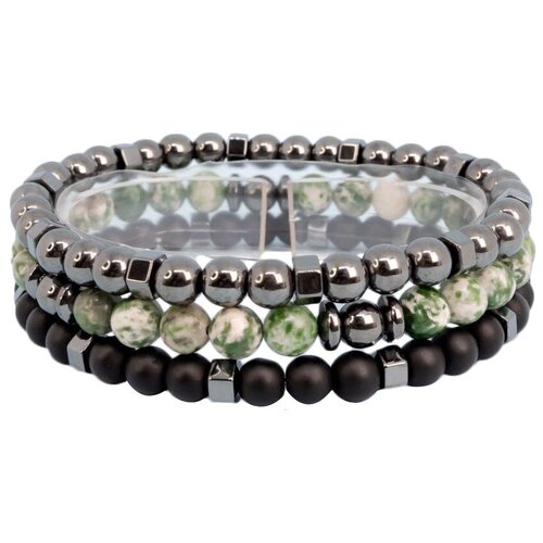 фото Браслет бижутерный (натуральный камень, резинка, серый) 54686 otokodesign