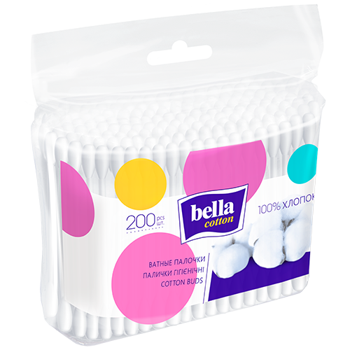 Ватные палочки Bella 200 шт bella палочки ватные cotton care с экстрактом алоэ в пластиковой банке 100 шт в уп 4 уп