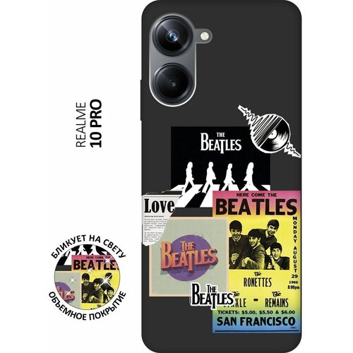 Матовый чехол Beatles Stickers для Realme 10 Pro / Реалми 10 Про с 3D эффектом черный матовый чехол volleyball для realme 10 pro реалми 10 про с 3d эффектом черный